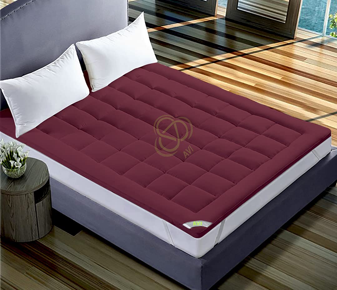 AVI Super Soft 500 GSM Mattress Padding/Topper for Comfortable Sleep -Wine -6ft x 6ft - Double(72x72inch)