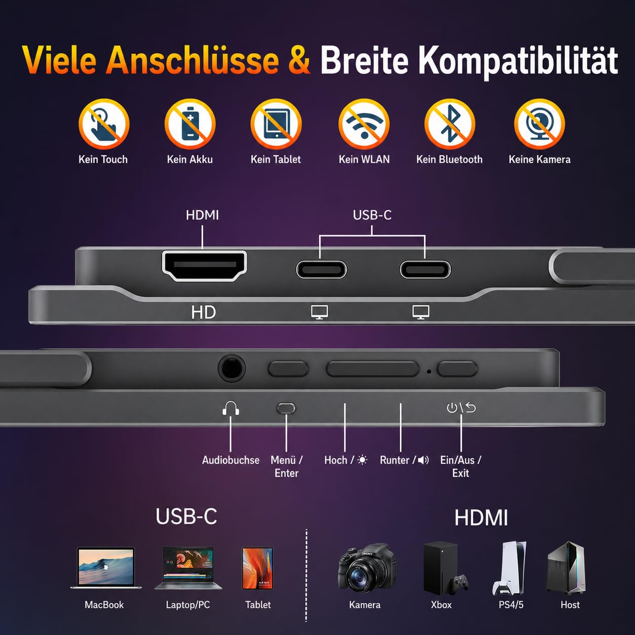 cocopar Portable Monitor 18.5 Zoll 1080P FHD 120% sRGB Mobiler Bildschirm Lautsprecher HDMI USB-C Tragbarer Monitor für Laptop MacBook Surface PC Xbox PS4/5, VESA montierbar mit Integrierter Ständer