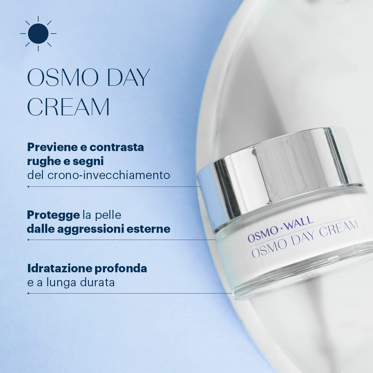 Osmowall OSMO DAY CREAM Crema Viso Idratante Antirughe effetto seta. Idratazione profonda, contrasta la formazione delle rughe. Unisex - 50 ml
