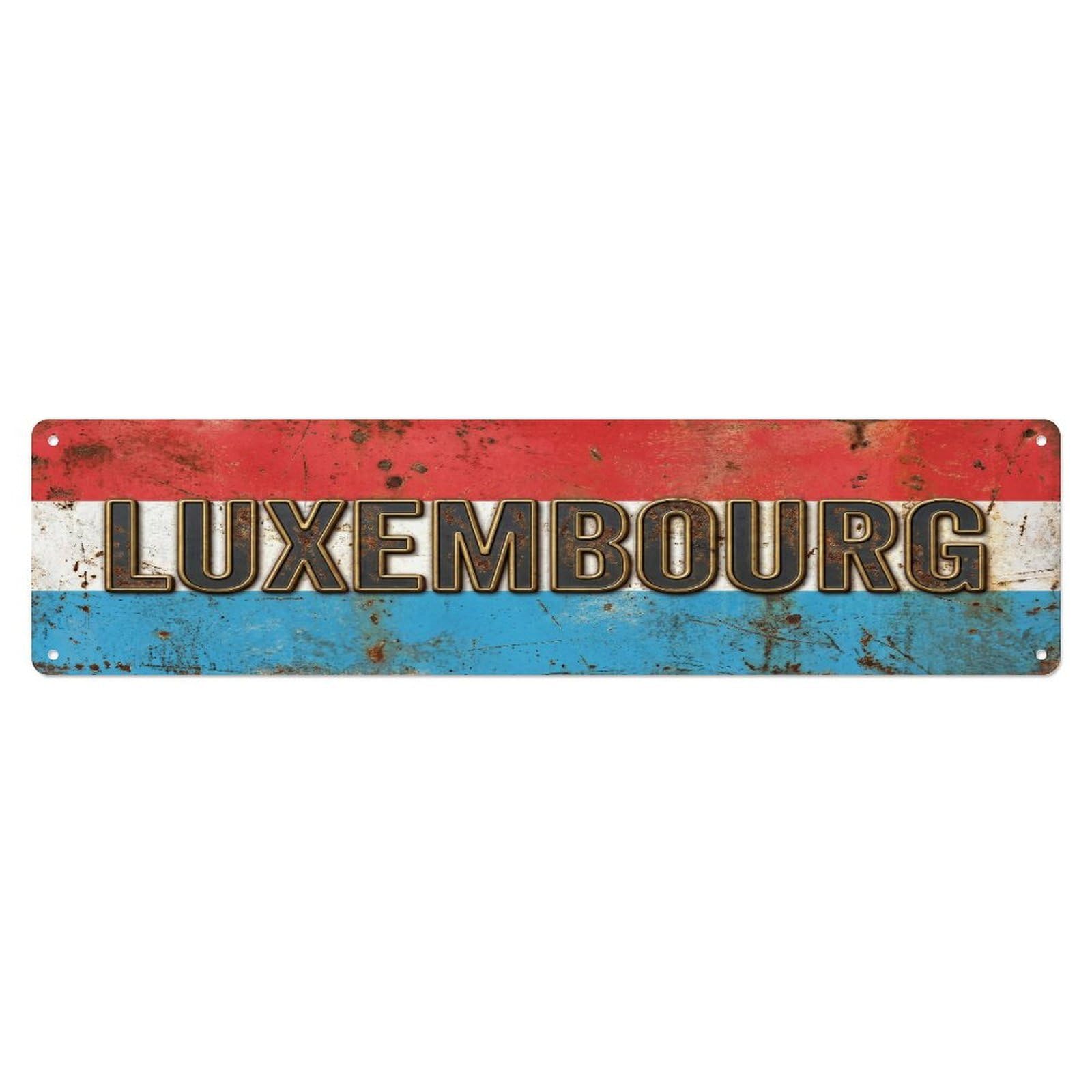 Fqcyn Style Metal Tin Sign Vintage Luxembourg Flag Pattern