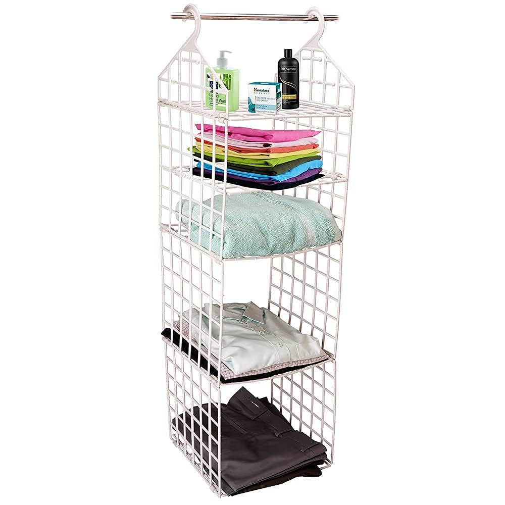 ROYAL HALLMARK 5 Layer Folding Clothes Storage Racks Dormitory Closet for Students Wardrobe Shelves Hanging Organizer Holders