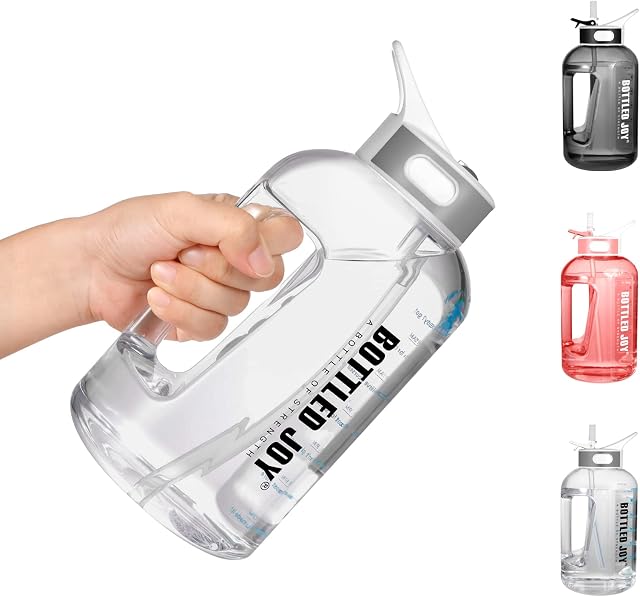 Acxilexy 1.5L Water Bottle with Straw, Leakproof Water Bottle with Time Markings, BPA-Free Water Bottles, Motivational Large Reusable Sport Water Bottle for Fitness, Gym, Hiking, Cycling
