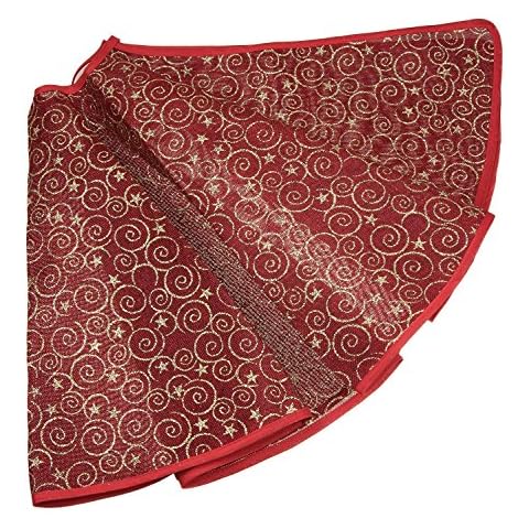 Red and Gold Burlap Christmas Tree Skirt Cover