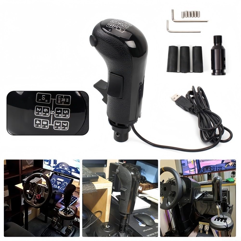 ComfyHarbor Pommeau de levier de vitesse USB High Low avec double interrupteur compatible avec G27 G29 G920 G923 et Thrustmaster TH8A SQ