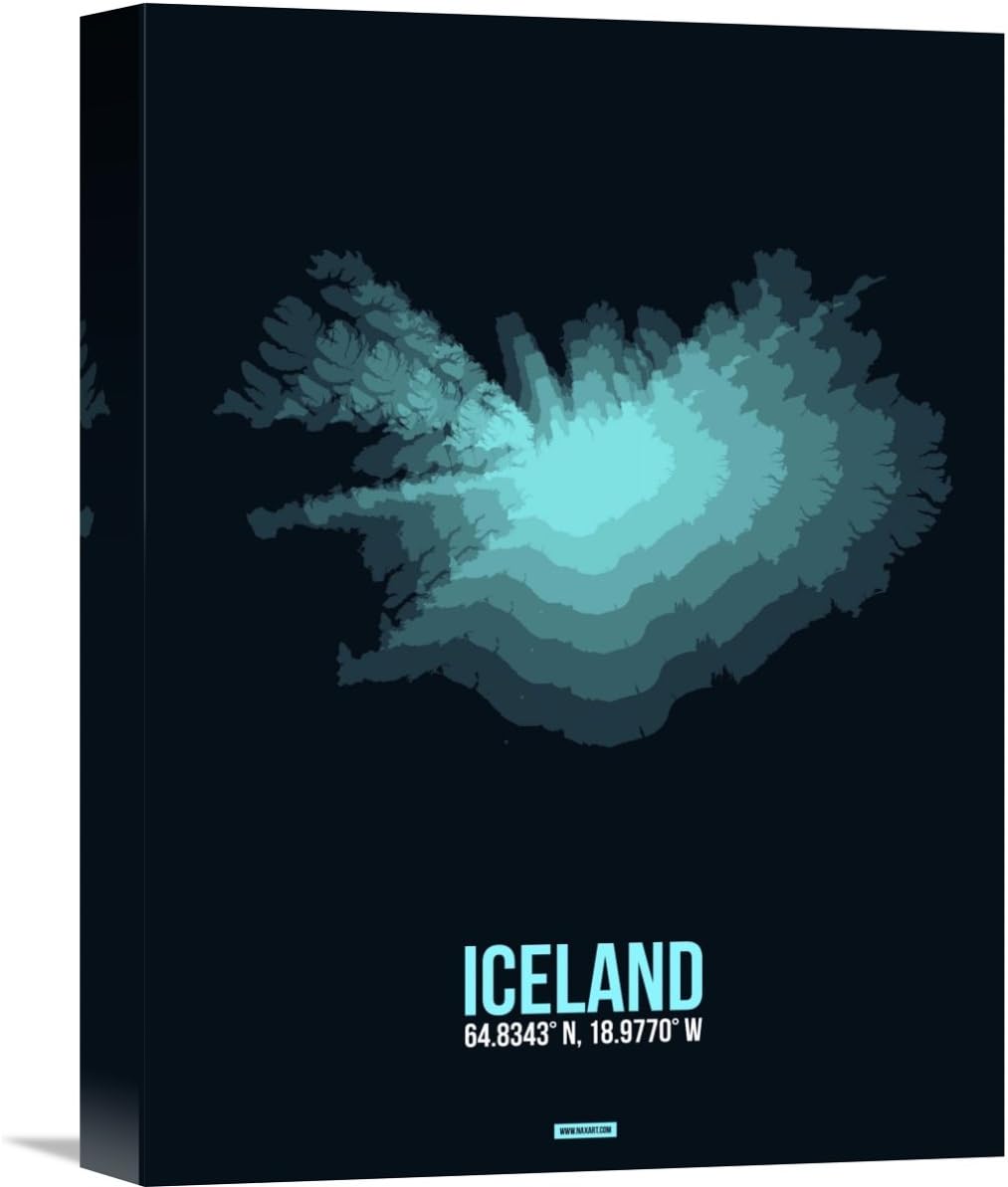 "Iceland Radiant Map 2" Giclee on Canvas, 12" by 1.5" by 16"