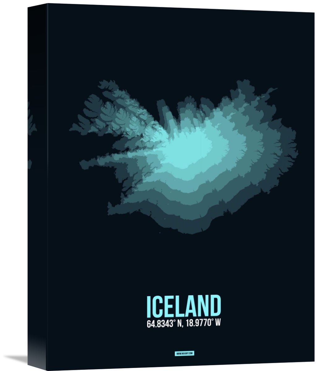 "Iceland Radiant Map 2" Giclee on Canvas, 12" by 1.5" by 16"