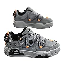 Mens Fashion Skate Sneakers - Comfortable, Non-Slip Breathable Lace-Up Shoes with Rubber Sole for All Seasons