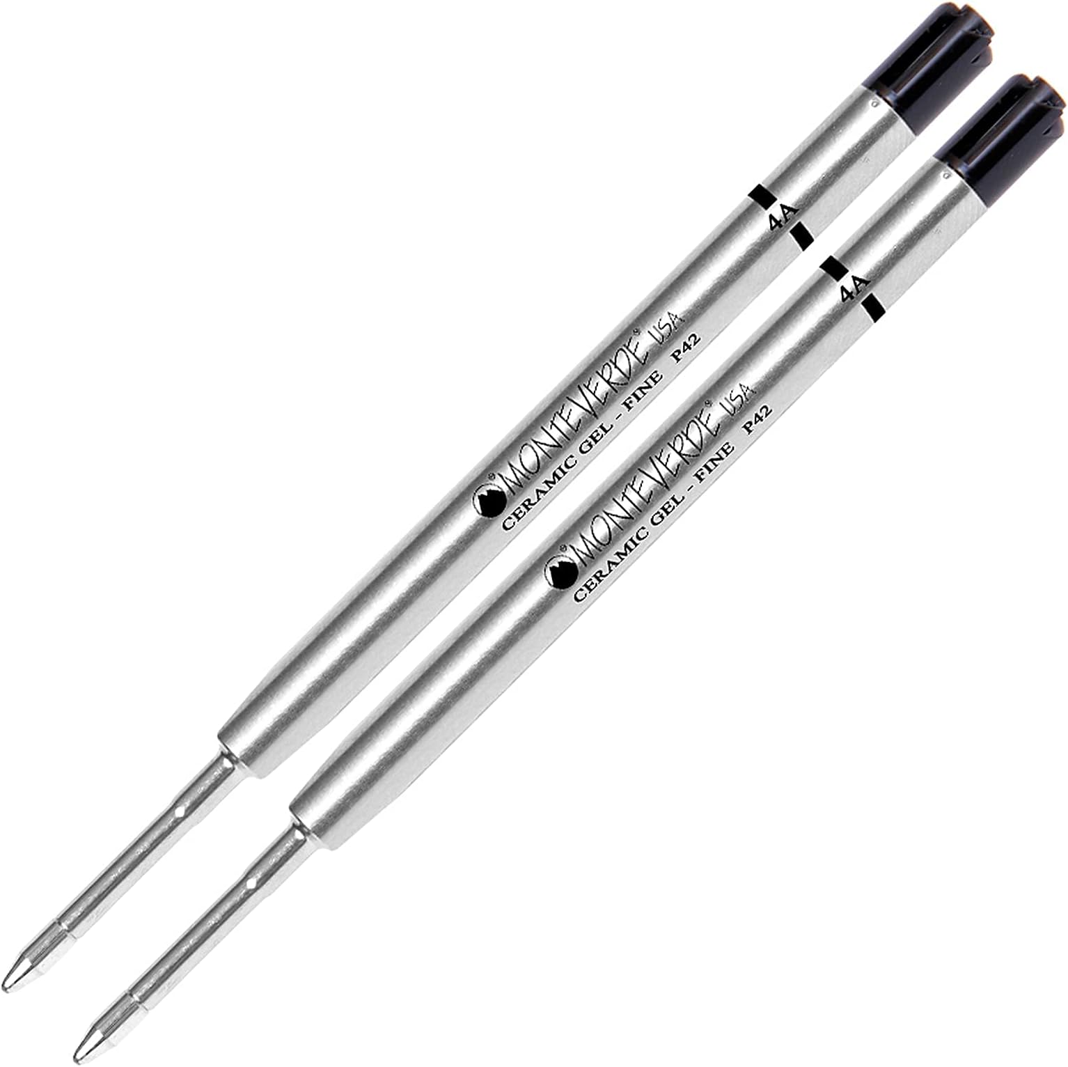 Lanier Combo Pack - 2 Pack - Monteverde® Capless Ceramic Gel™ P42 Ink Refill Compatible with Most Parker® Style Ballpoint Pens - Black (Fine Tip 0.6mm)