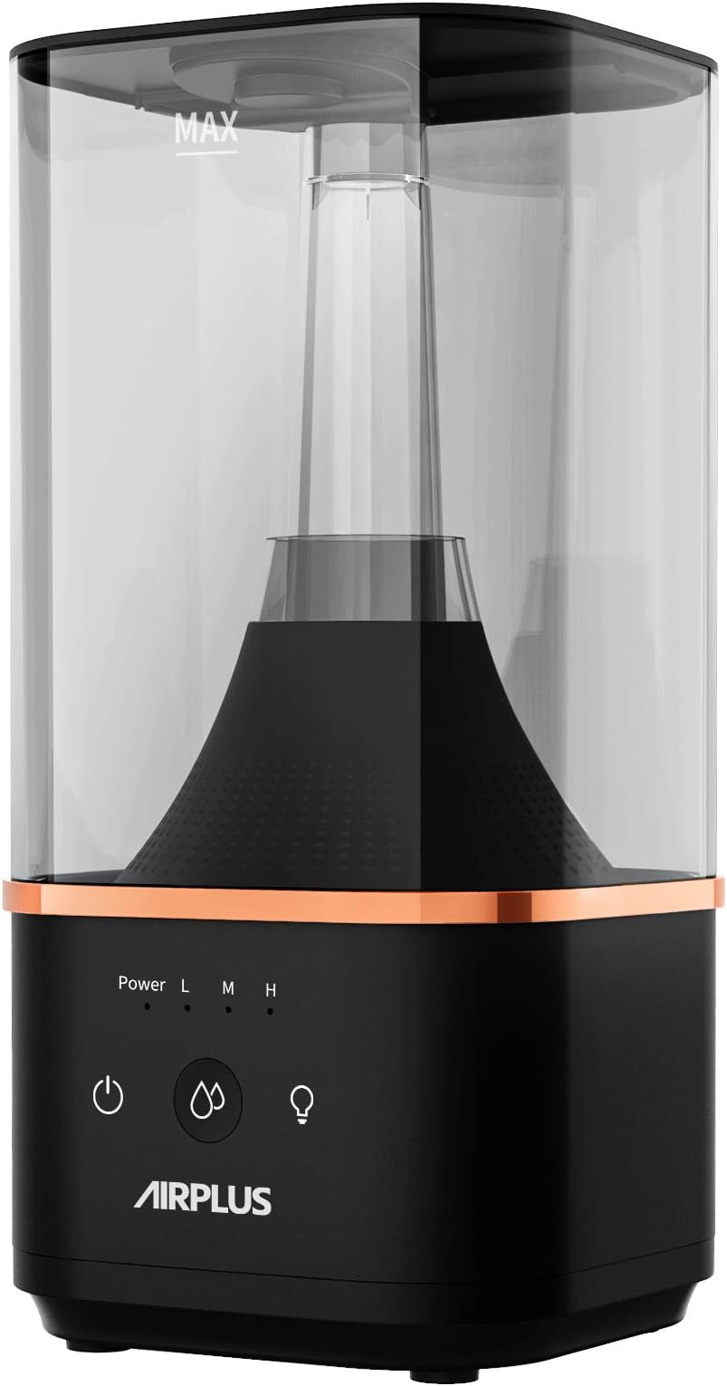 AIRPLUS Humidifier, Powerful Humidifier for Bedroom Lasting up to 60 Hours, Top-Refilling Cool Mist Humidifier with A Water Tank of 4.5L(USAP1988)