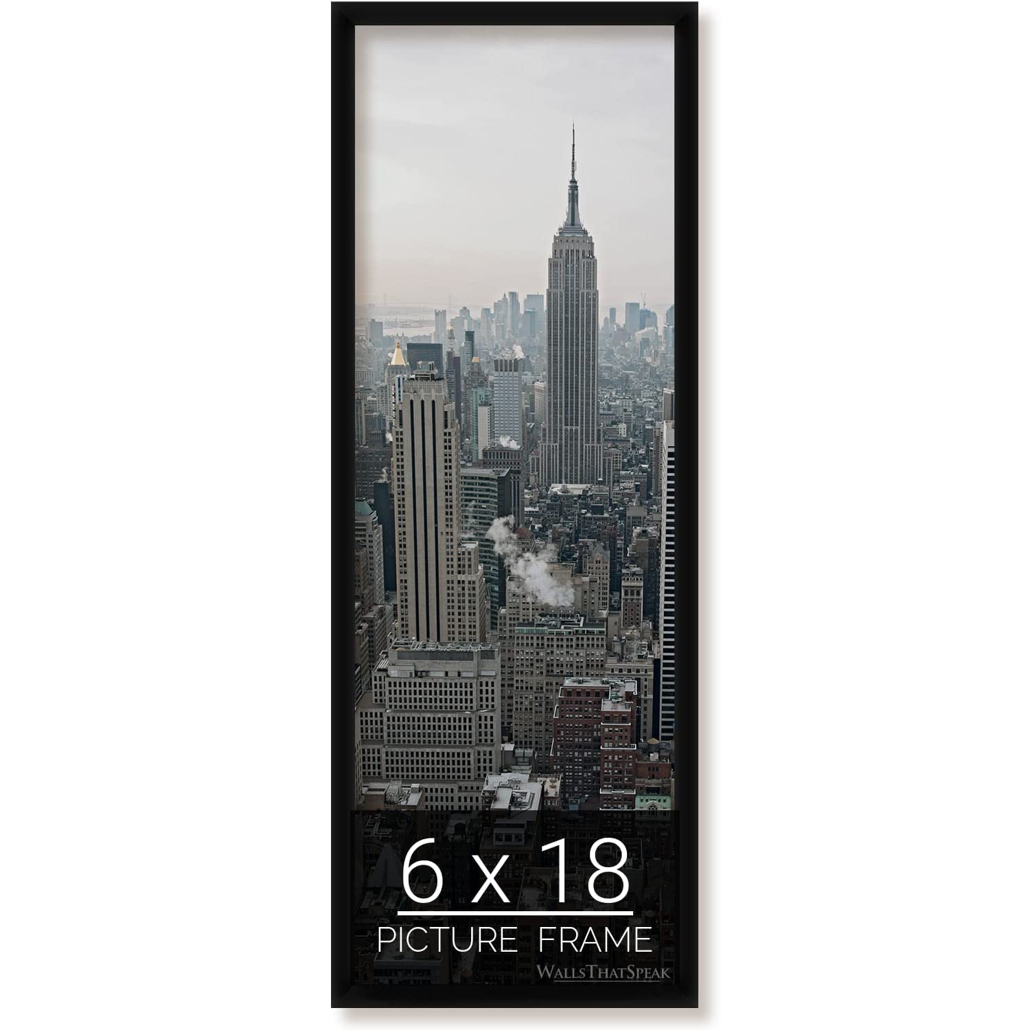 6x18 Black Picture Frame, Modern Gallery Style, for Puzzles, Posters, Photos, or Artwork – Wall Mount Display