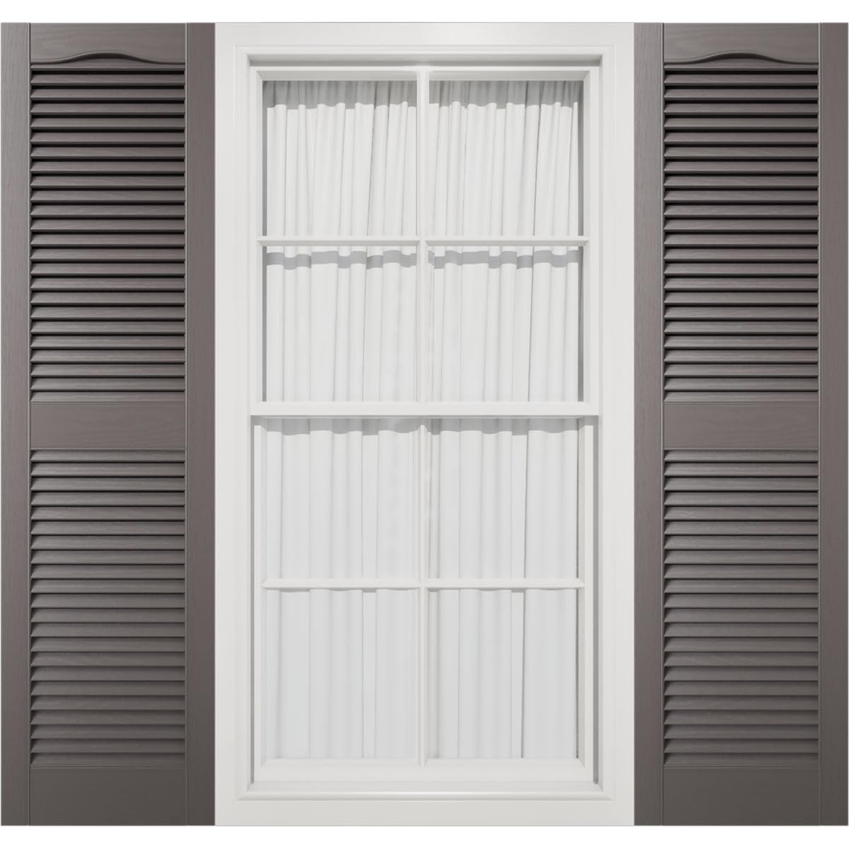 Mid-America 00011243010 Standard Size Cathedral Top Center Mullion, Open Louver Shutter (Per Pair), 12"W, Musket Brown — image 1