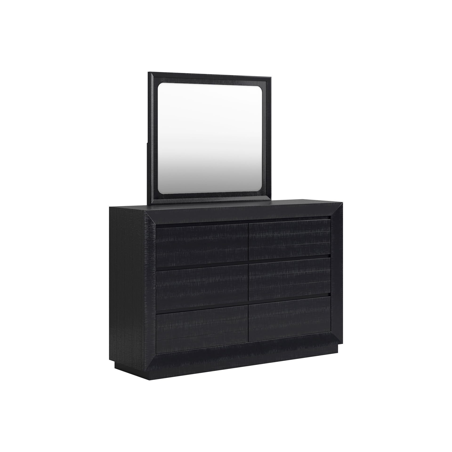 Signature Design by Ashley Londer Contemporary 6-Drawer Dresser and Mirror with Felt Lined Top, Black