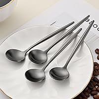 Vista 7 de 5.1 Pulgadas Cuchara de Té Satinada Negra SS18/10, Juego de 4 Mini Cucharas de Café de Acero Inoxidable, Cuchara de Té Pequeña, Cucharas Demitasse
