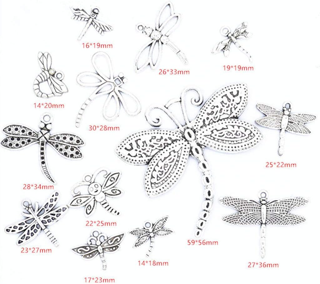 Assorted Dragonfly Charm Pendant Connector for DIY Jewelry Making Accessaries(13pcs,Antique Silver Tone) - Image 5