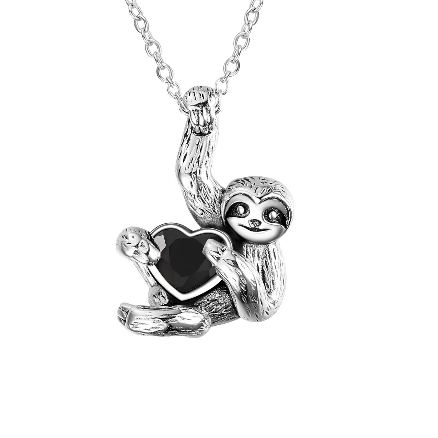 YFN Sloth Gifts Sterling Silver Sloth Necklace Heart Crystal Sloth Jewelry for Women Men Christmas Gifts