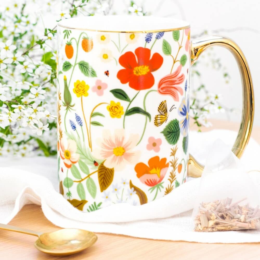 RIFLE PAPER CO. Strawberry Fields Mug, for Everyday Use and Gatherings with Unique Designs, for Friends and Family Anytime of the Year, Coffee Tea Enthusiasts and more