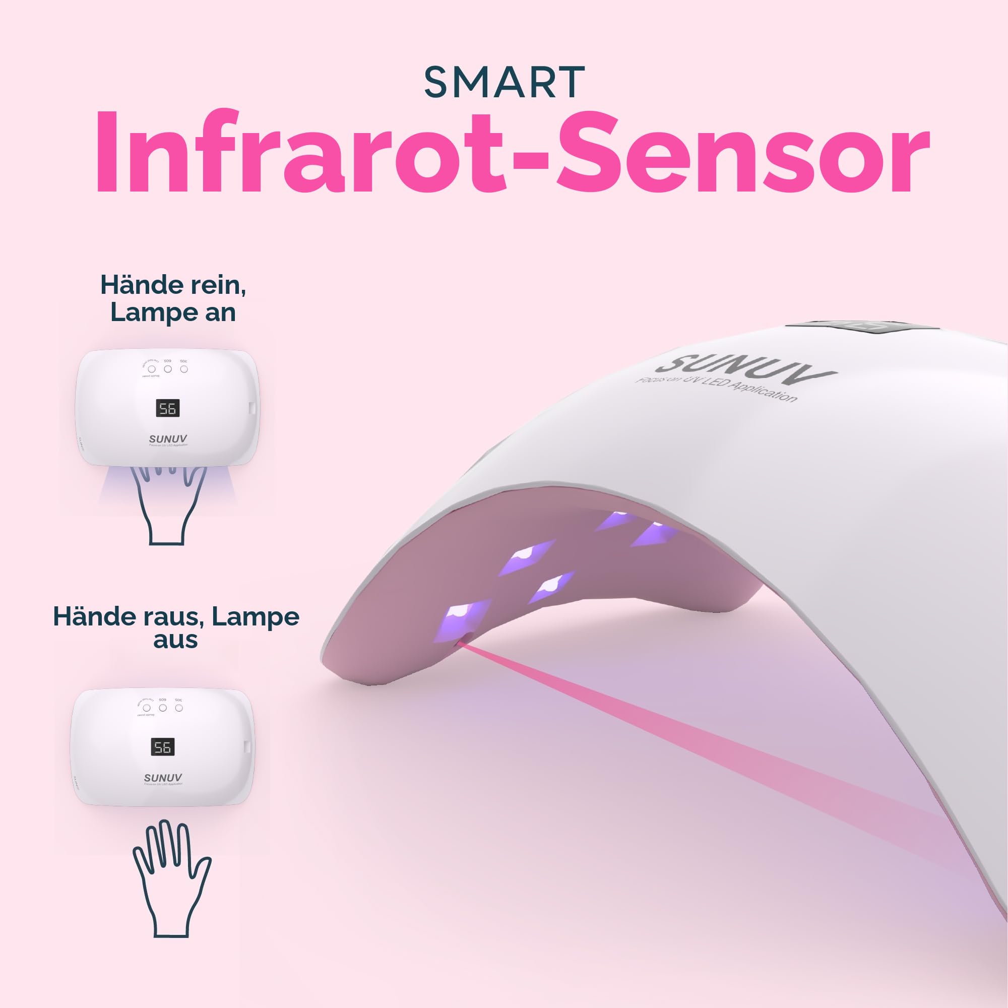 SUNUV UV LED Nagellampe für Gelnägel mit 30, 60, 99s Timer-Einstellungen, Automatischer Infrarotsensor, LCD-Display, Geeignet für Zuhause und Salon, Geschenk für Frauen