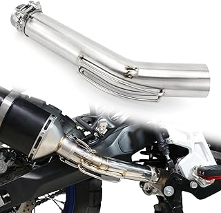 Motorcycle Exhaust Middle Pipe, Stainless Steel Exhaust Muffler Mid Link Pipe Compatible with Tenere 700 XTZ690 2019-2024