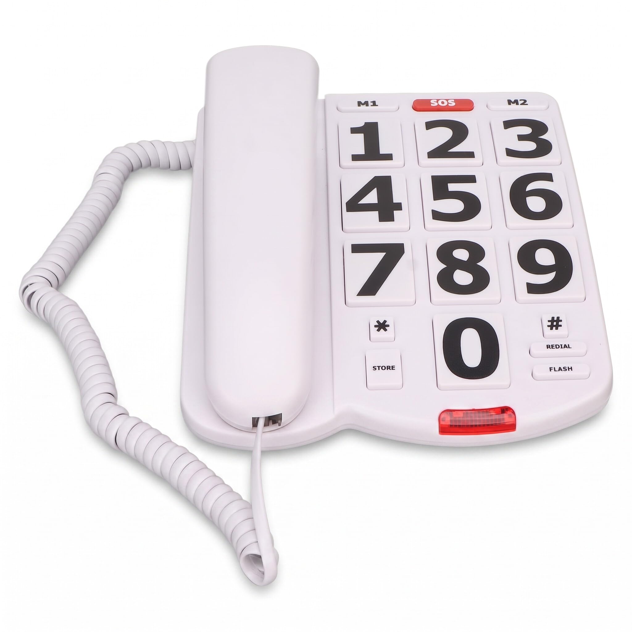 Telefono a Tasti Grandi per Anziani, Telefono Fisso con Memorizzazione Numeri, Composizione Rapida, Controllo Volume per Non Udenti e Non Vedenti