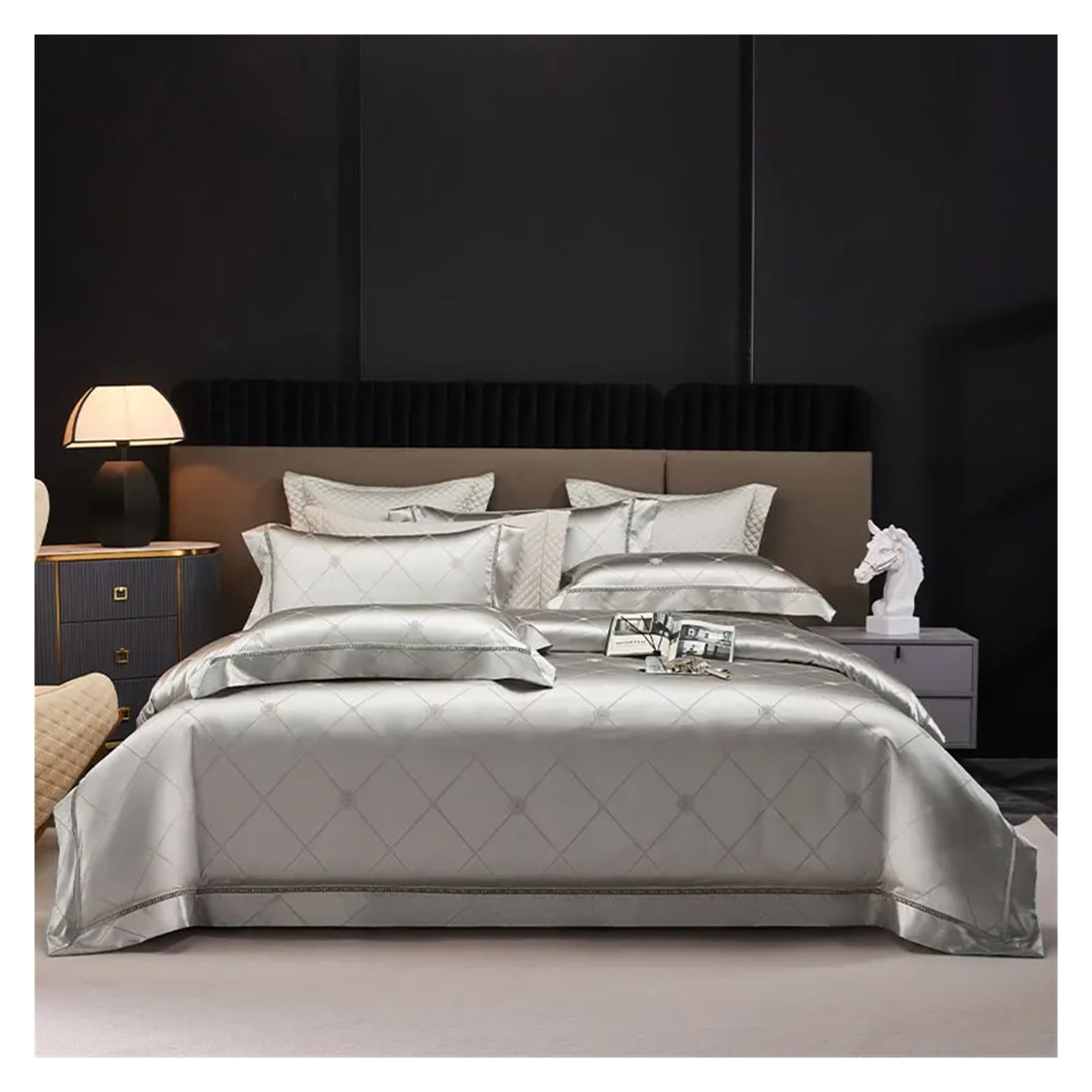Coton égyptien 1000TC parure de lit de luxe en satin jacquard pour chambre parentale haut de gamme