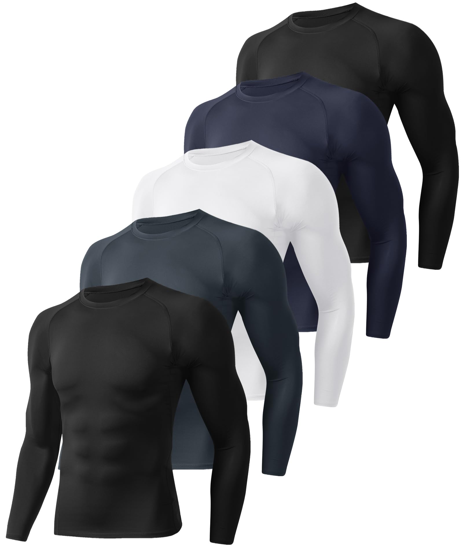 5 Pack Long Sleeve Compression Shirts for Men