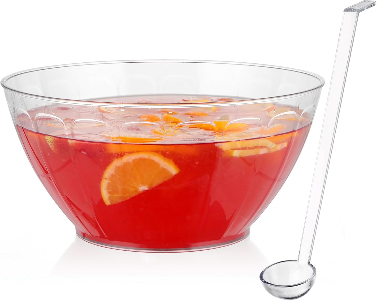 MOLIGOU Plastic Punch Bowl with Ladle, 1.8 Gallon Large Punch Bowl for Parties, Clear Serving Bowl for Salad, Snack, Candy