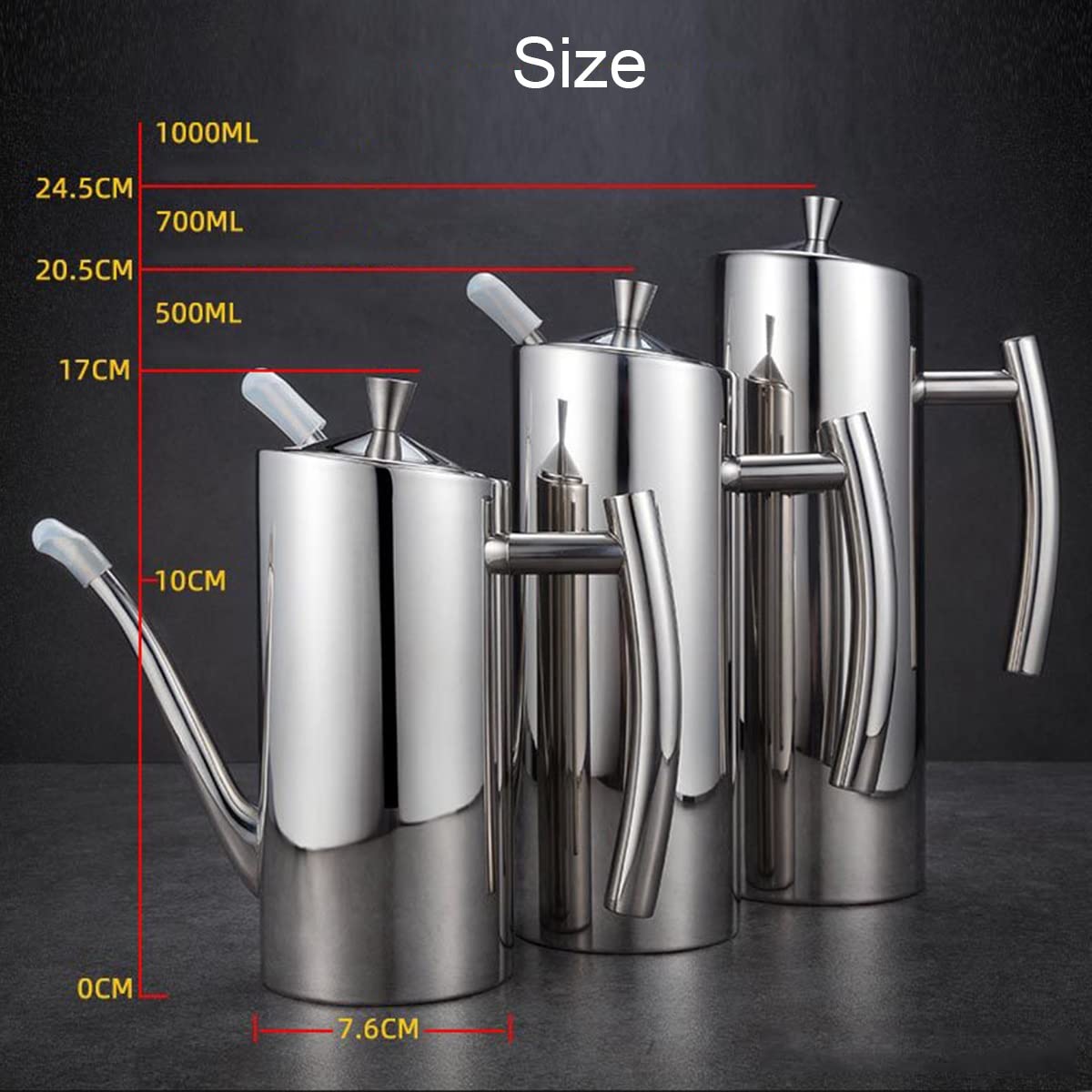 Dispenser per olio d'oliva in acciaio inox 304, antigoccia, per olio, aceto, salsa di soia, perfetto per cucinare e preparare cibi