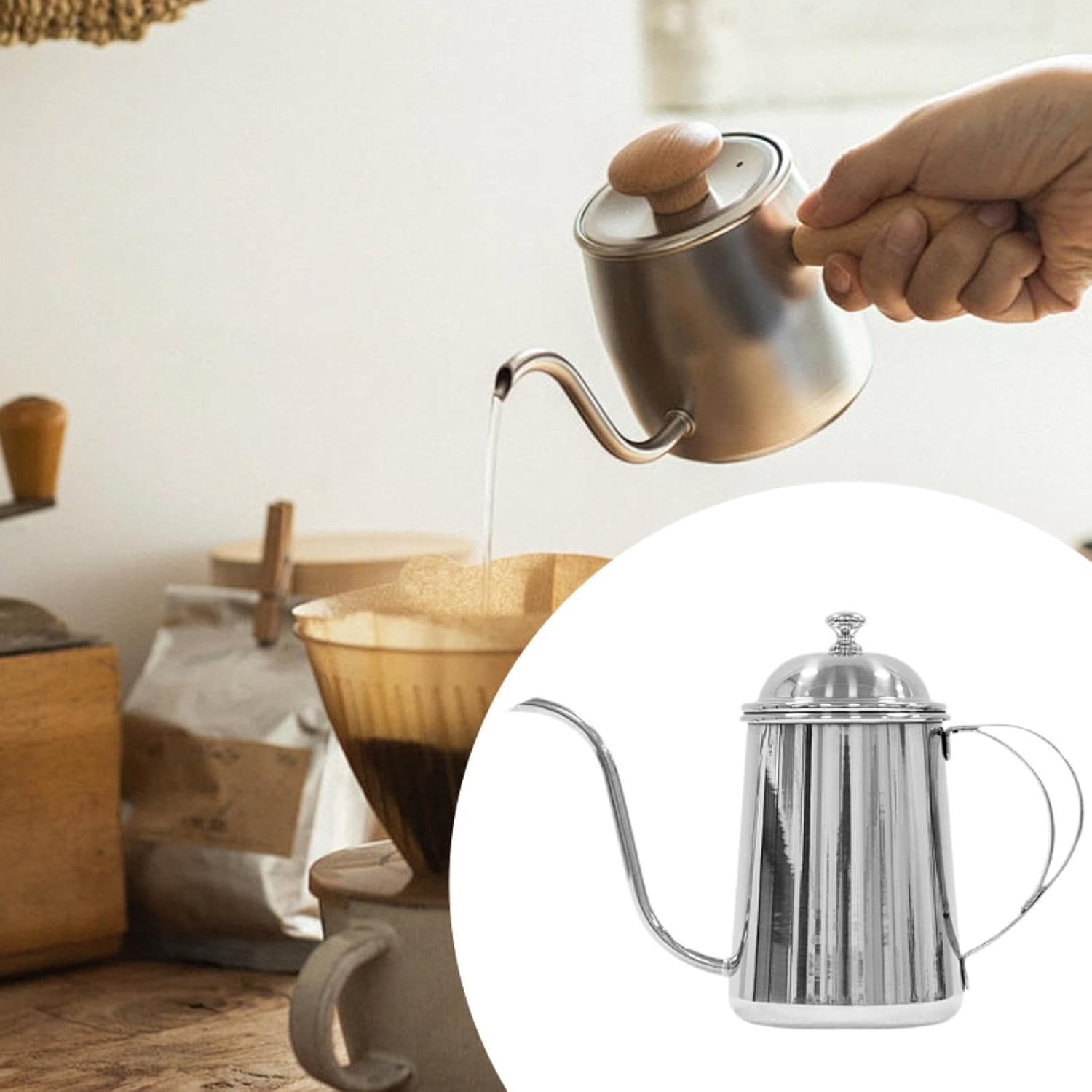 Coffee Pouring Kettle Manual Drip Coffee Pot Lightweight Tea Jug for Office Use, 950ml