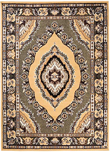 TAPISO Bali Teppich Kurzflor Klassisch Floral Ornament Medaillon Design Beige Gelb Bordüre Orientteppich Wohnzimmer… – Bild 3