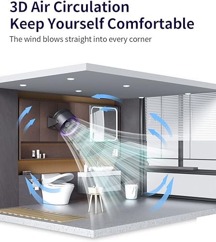 Miniatura 3 de AIMHON Ventilador de circulación de aire de escritorio, ventilador de montaje en pared, ventilador portátil con pilas, ventilador de mesa personal