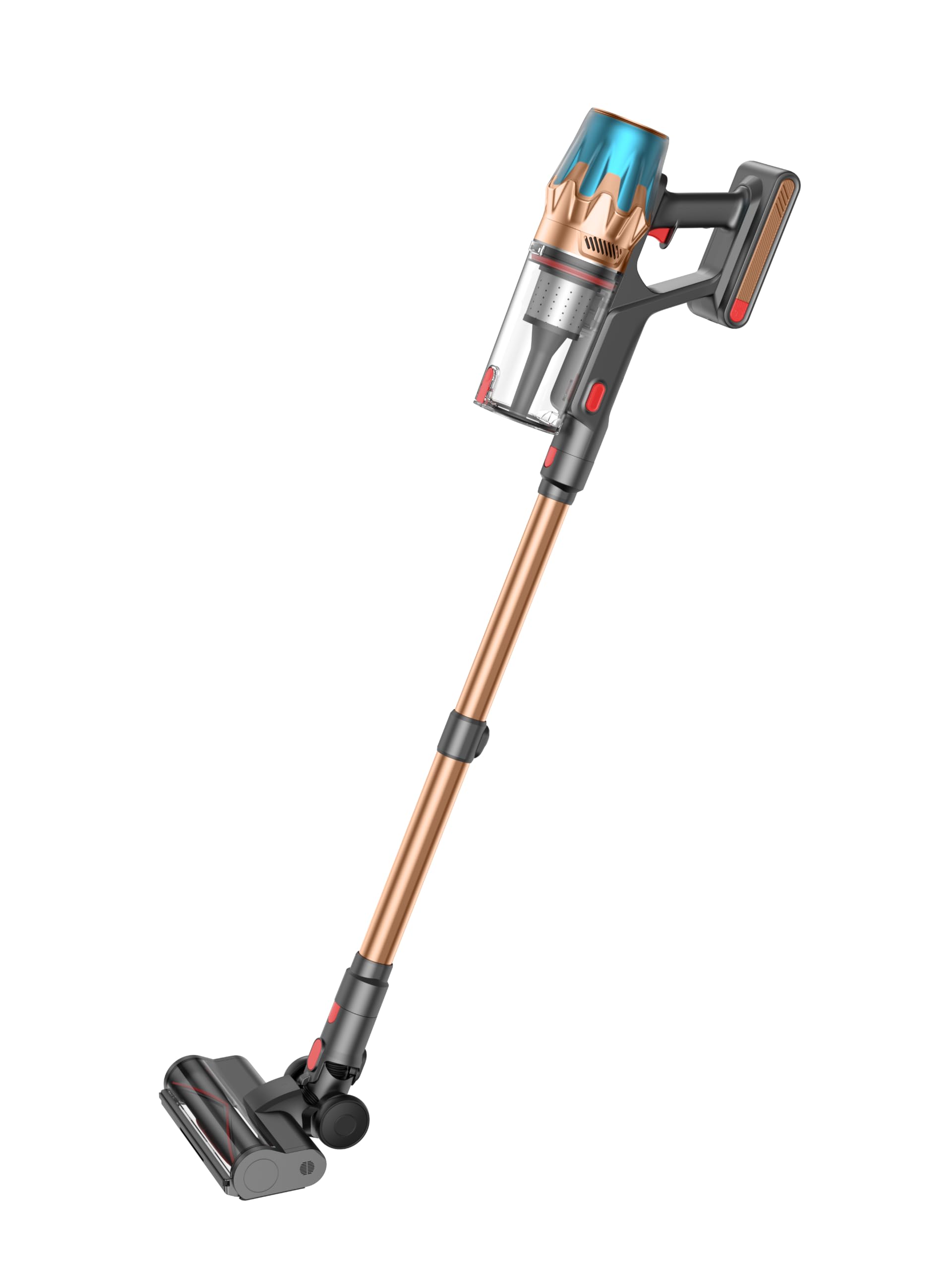 Fieety Cordless Vacuum Cleaner, 600W 50KPa Stick Vacuum with Touch Screen Auto Mode, 80 Mins Runtime Lightweight Home Vacuum Cleaner for Carpet Hard Floor (Gold)