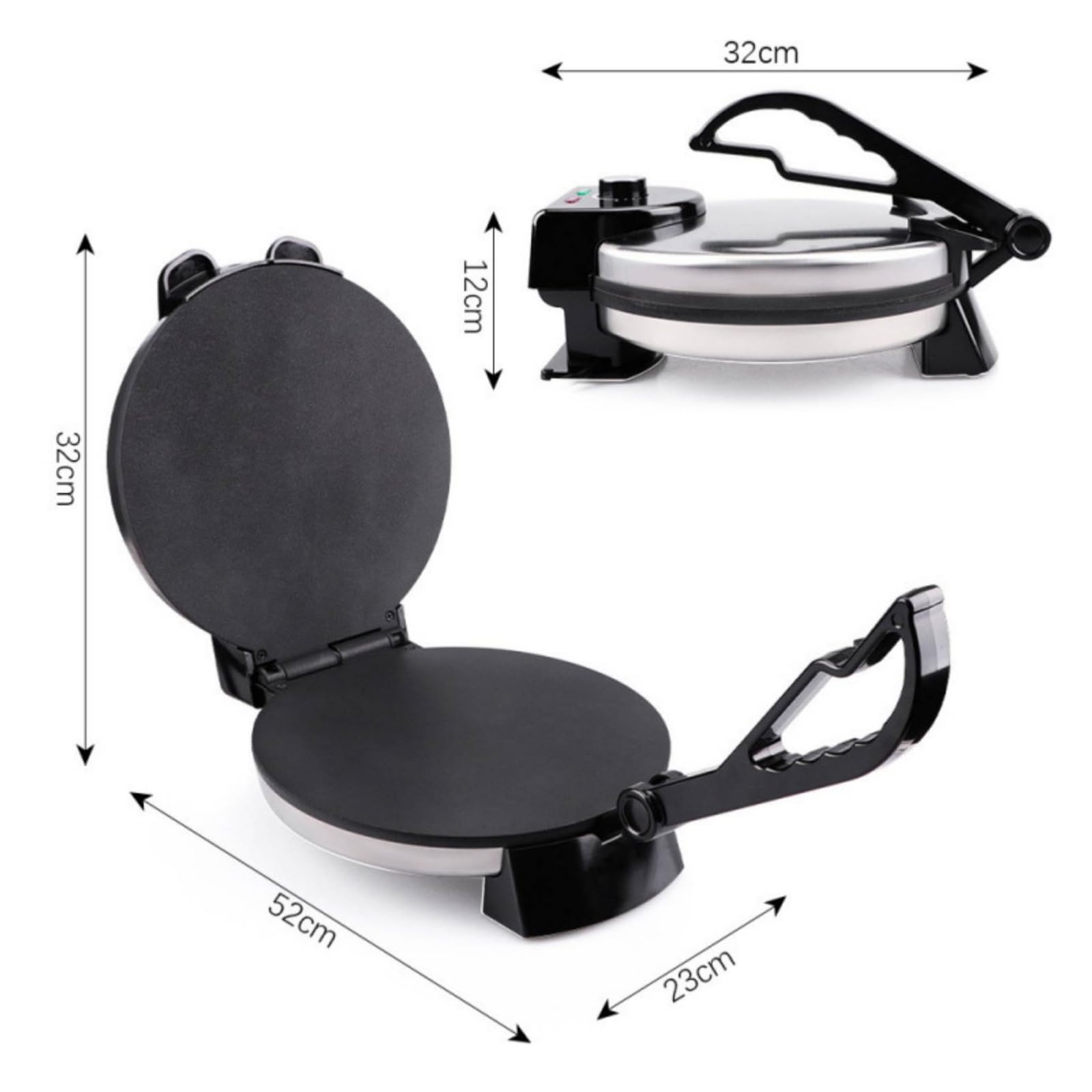 Gralara Crepera Eléctrica con Placas Antiadherentes Plegable Crepera Eléctrica Versátil Electrodoméstico para Familias, Dormitorios Universitarios