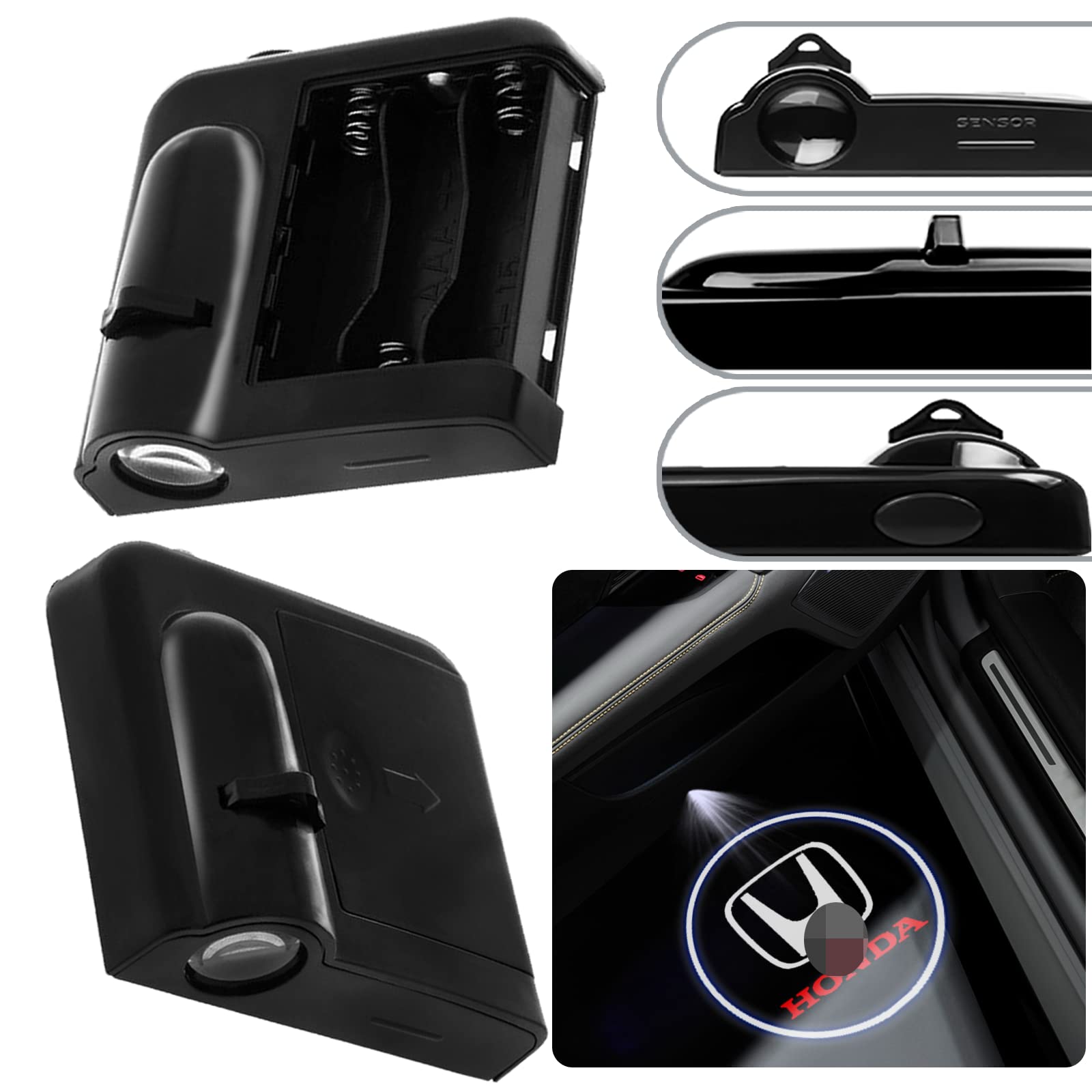 2Pcs for Honda Door Lights Logo,Wireless Car Door Projector Logo Light HD LED Courtesy Ghost Shadow Welcome Lamp Suitable