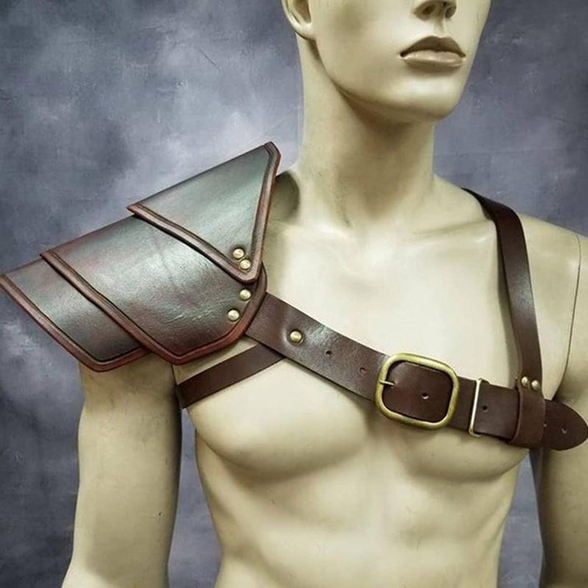 Armatura da Spalla in Pelle da Pirata Medievale, Accessori Cosplay medievali Steampunk retrò Gladiatore Regolabili, spallaccio per Imbracatura da Personaggio Vichingo, Stile Medievale Lapp (Nero)