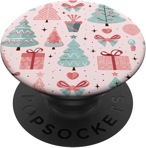 PopSockets estándar con diseño de árbol de Navidad rosa pastel y verde salvia