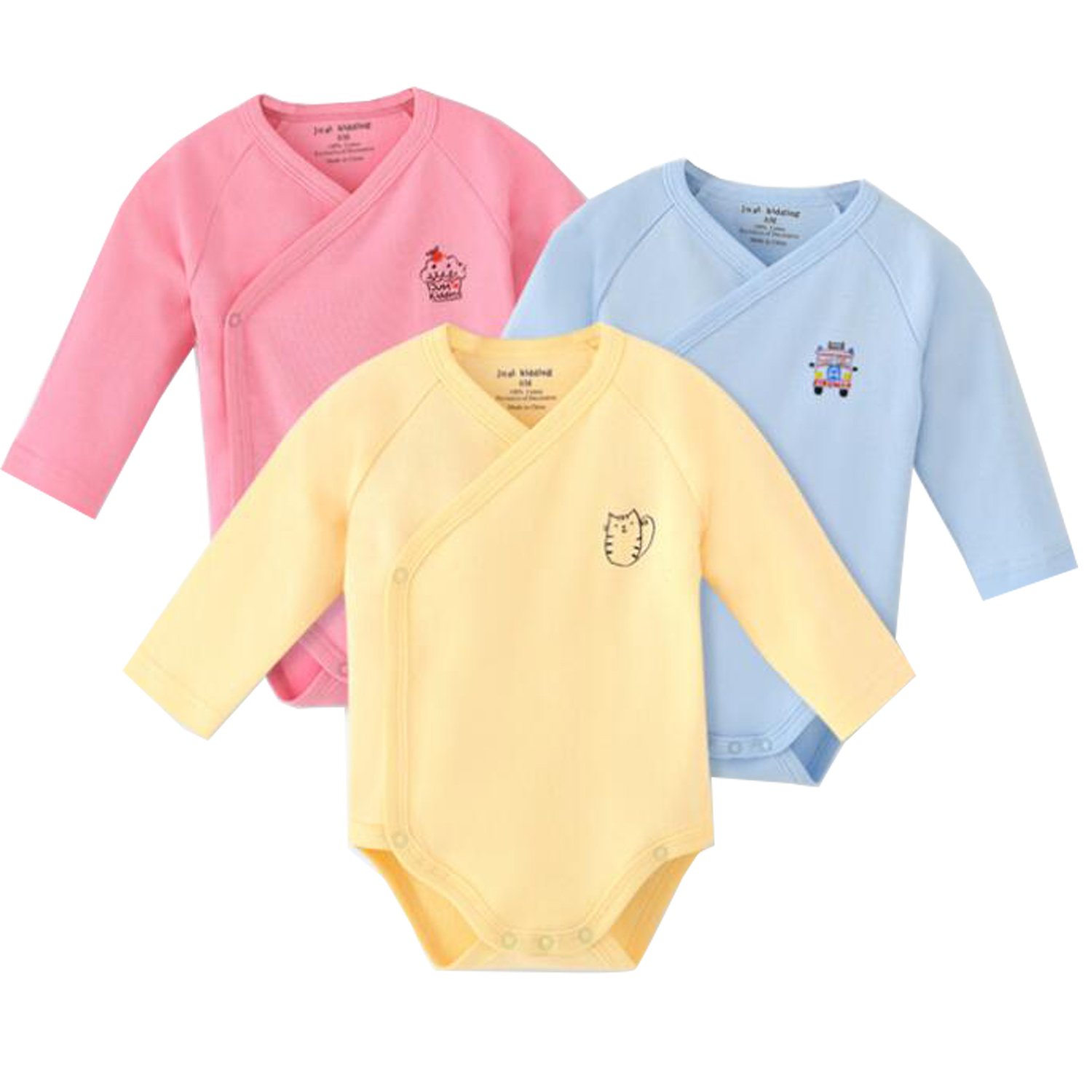 Blueleyu Unisex Infant 3 Of Pack -Baby Long Sleeves Onsies Cotton Baby Bodysuit Pack Cardigan Onsies Infants
