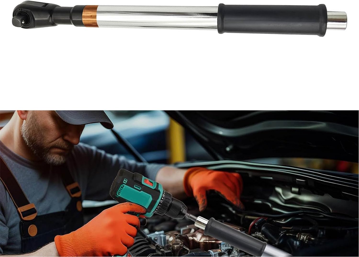 Luqeeg Universal Electric Wrench, Alloy Steel Wrench Tool with One Touch Forward Reverse Switch Design Multifunctional Spanner Tool for Home and Car Repair, Durable & Space Saving