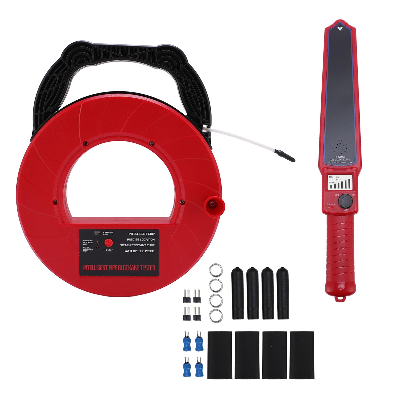 Jectse Rilevatore di Intasamenti di Tubazioni, Localizzatore di Intasamenti di a Lunga Distanza Ad Alta Precisione da 2 M con 4 Sonde Impermeabili e Avviso Cicalino, per in PVC