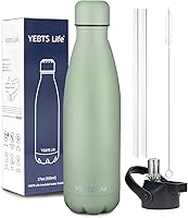 Vista 26 de Botella de Agua Aislada, Paquete de 2-17oz Botellas de Agua de Acero Inoxidable con Tapa de Pajita, Botellas de Agua Deportivas de Metal para Niños