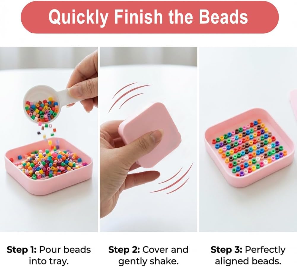 Fuse Beads Picking Set, Single Point Tweezers with Aligner Tray and Storage Box, Bead Pickup Placement and Sorting Set for Perler and Fuse Beads
