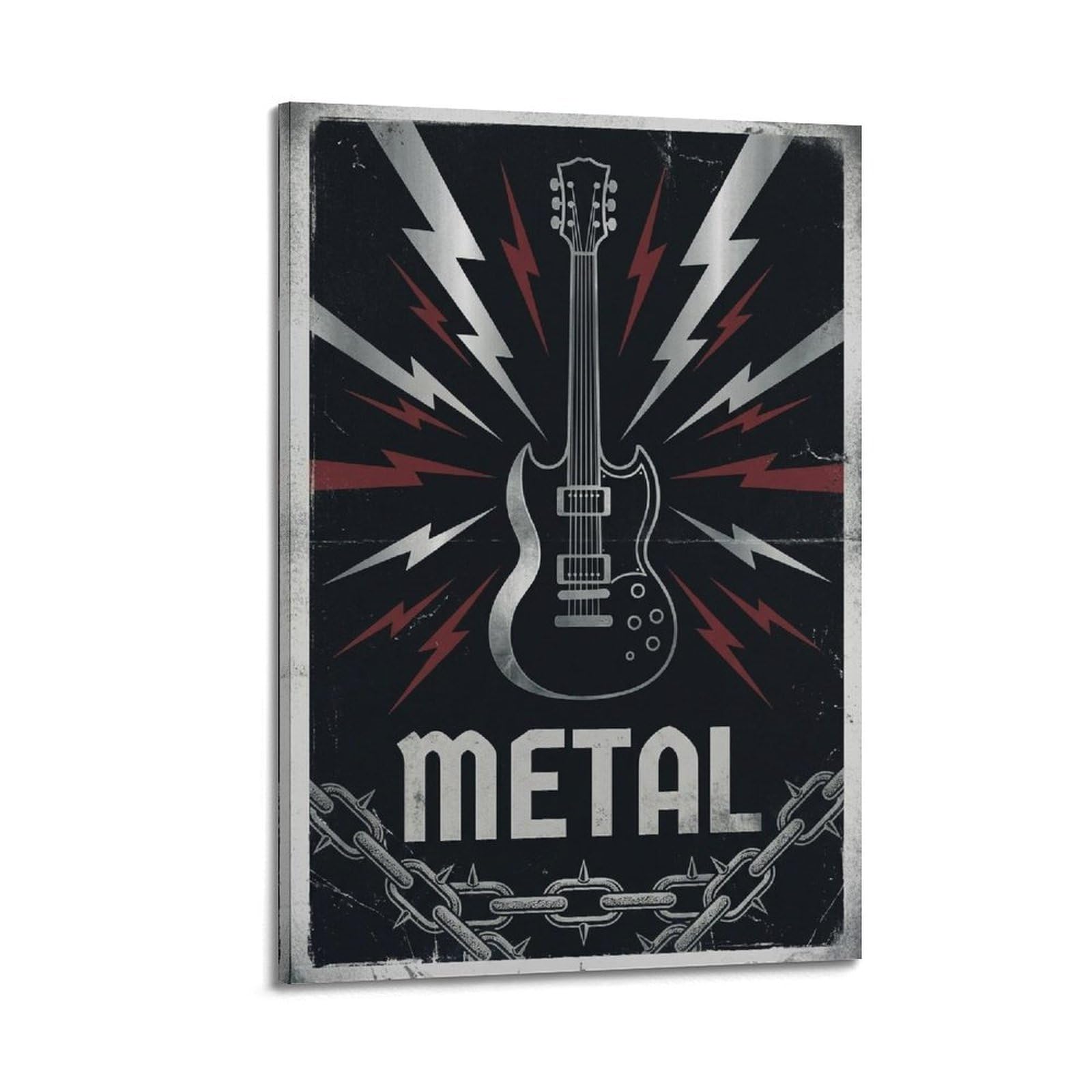 XKUGA Poster con stampa su tela con chitarra elettrica e hard rock, stile retrò, decorazione moderna su tela, ideale per la famiglia, la grotta degli uomini, la sala giochi, la camera da letto di