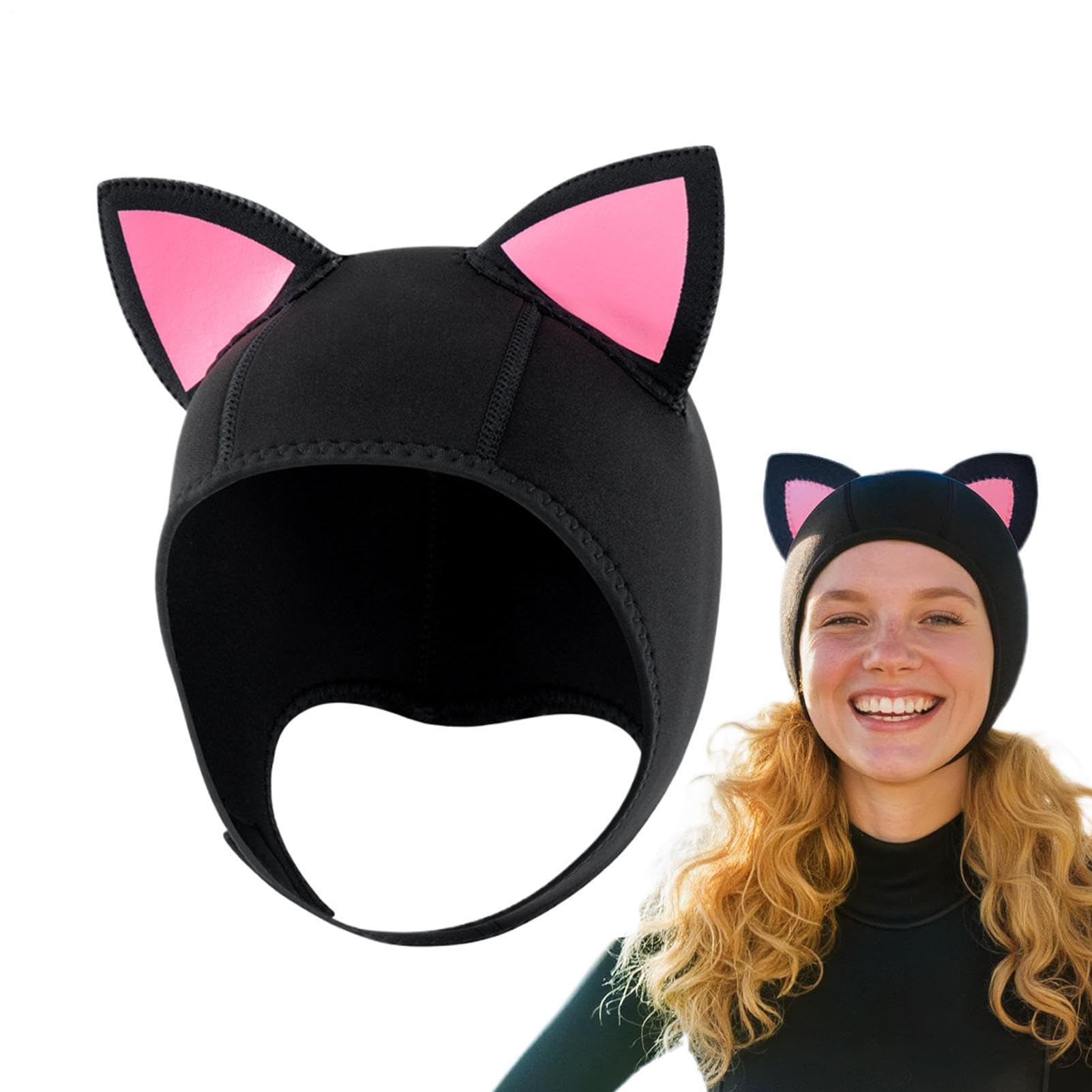 Capucha de Buceo Gorro Protector para Agua | Capucha de Buceo con Orejas de Gato Surf, Natación, Piragüismo, Vela, Mujer, Adolescente
