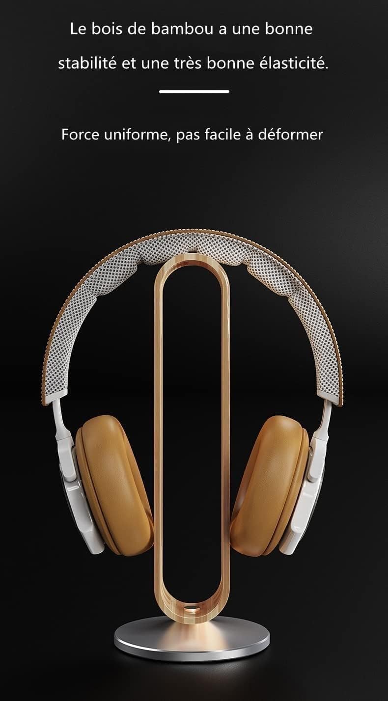 Supporto per cuffie, in legno e alluminio, accessorio da gioco, ideale per l'organizzazione della scrivania e per una visualizzazione efficiente delle cuffie