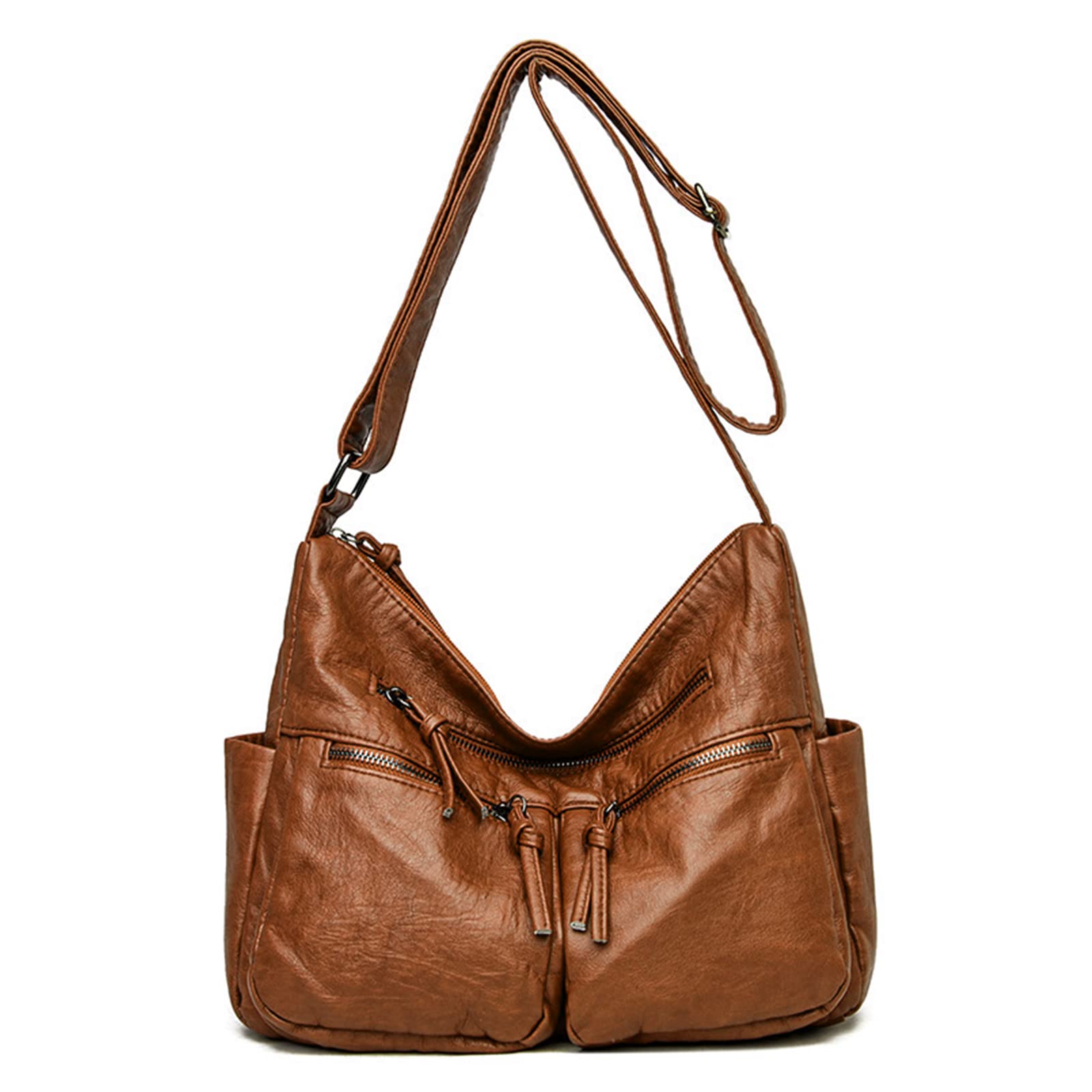 FANDARE Casual Bolsos de Mujer Bandolera Vintage Bolso Hombro Cruzado Impermeable PU Cuero para Viaje Trabajo Escuela Compras Conmutar Crossbody Bag Marrón