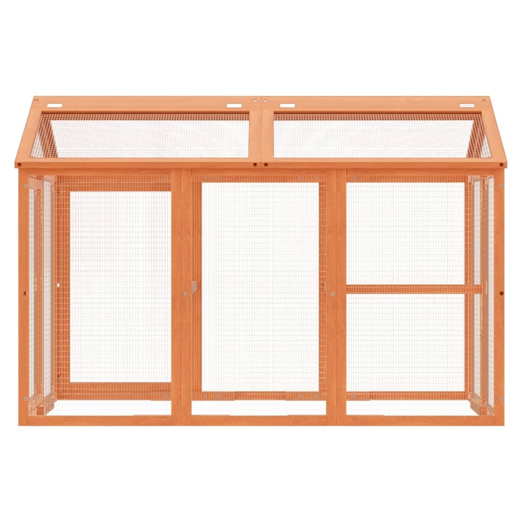 Freilaufgehege Braun aus massivem Kiefernholz 141x94x104 cm mit Drahtgeflecht, Kleintierkäfig und Auslauf für Kaninchen, Meerschweinchen, Hamster, Zwergkaninchen, Ratte, Maus, Chinchilla