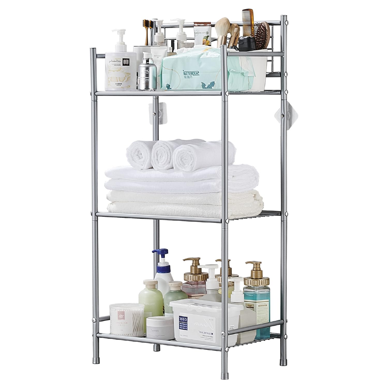 Scaffale Bagno 3 Ripiani Metallico - Mensola Portaoggetti Salvaspazio Nero - Foto 5