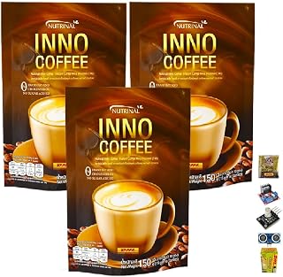 Roasted Snack Delicious Mellow Intense Good Shape Inno Coffee Instant Mix Robusta Vegan Snack 150 grams (10 Sachets) (of 3) By Beautygoodshop [Get Free For You Beauty Gifts]