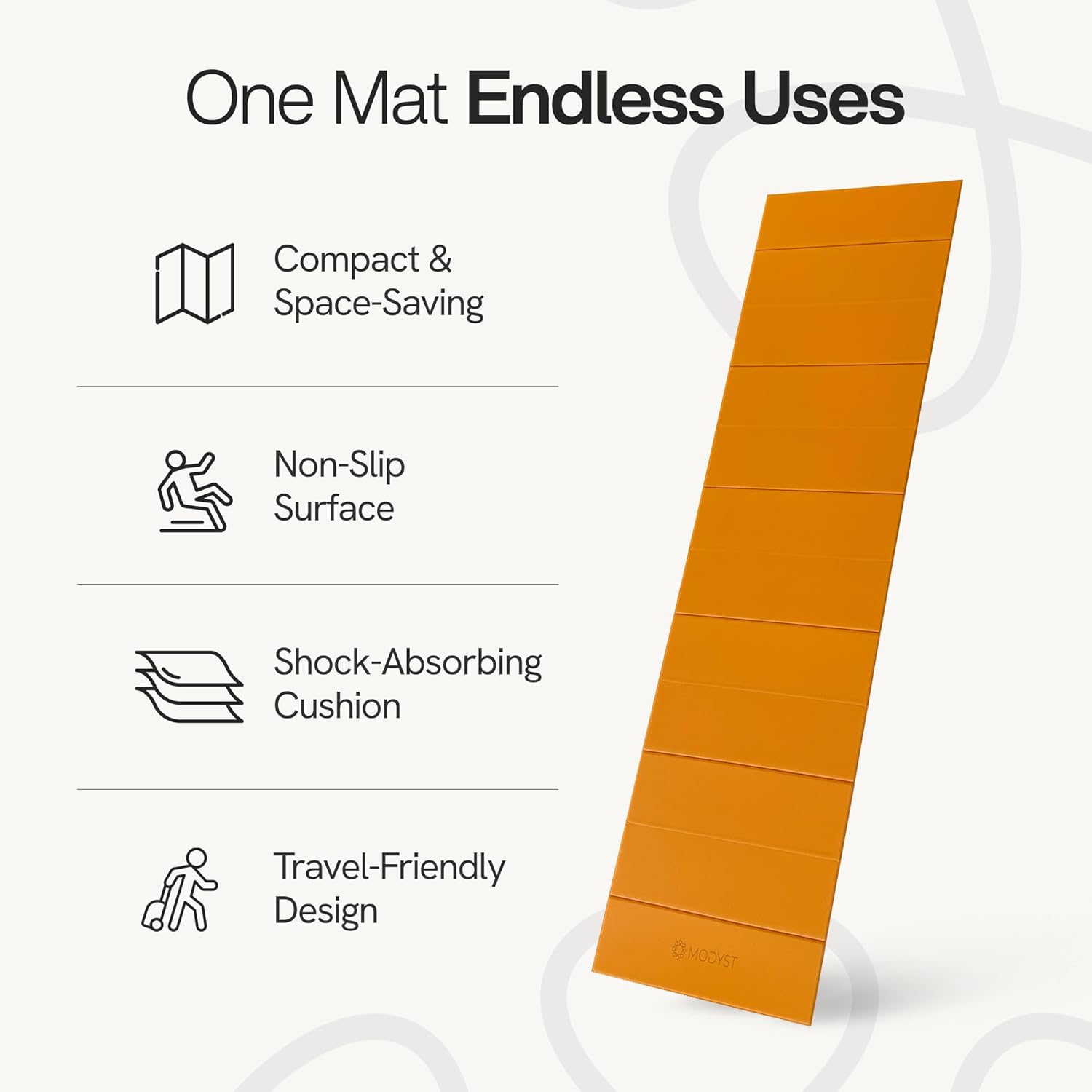 Folding Yoga Mat, TPE Folding Yoga Mat, Foldable Exercise Mat for Yoga, Pilates, Floor Workouts, Compact Design, Travel Friendly, Ideal for Home & Gym, Knee pad, Kneeling pad, No Roll Mat