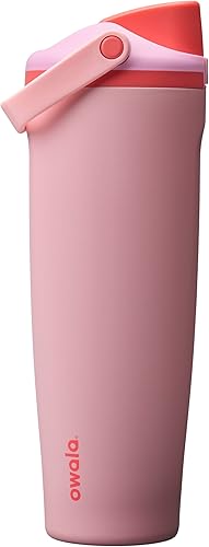 Miniatura 21 de Botella de agua Owala FreeSip con aislamiento de acero inoxidable con pico de dos vías, pajita incorporada y asa de cubo, hecha para viajes, escuela