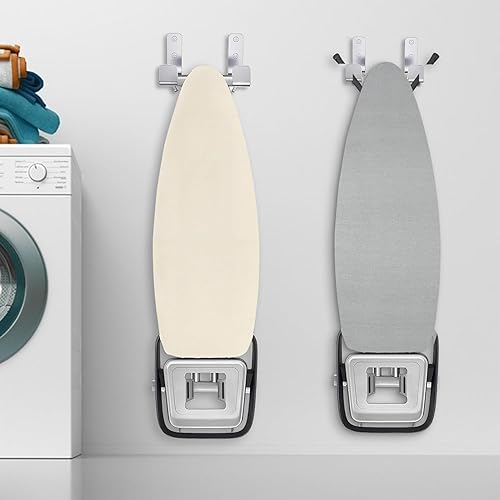 Miniatura 9 de Soporte para tabla de planchar para montaje en pared, acero inoxidable 304, pata en T para tabla de planchar ajustable a distancia, gancho de